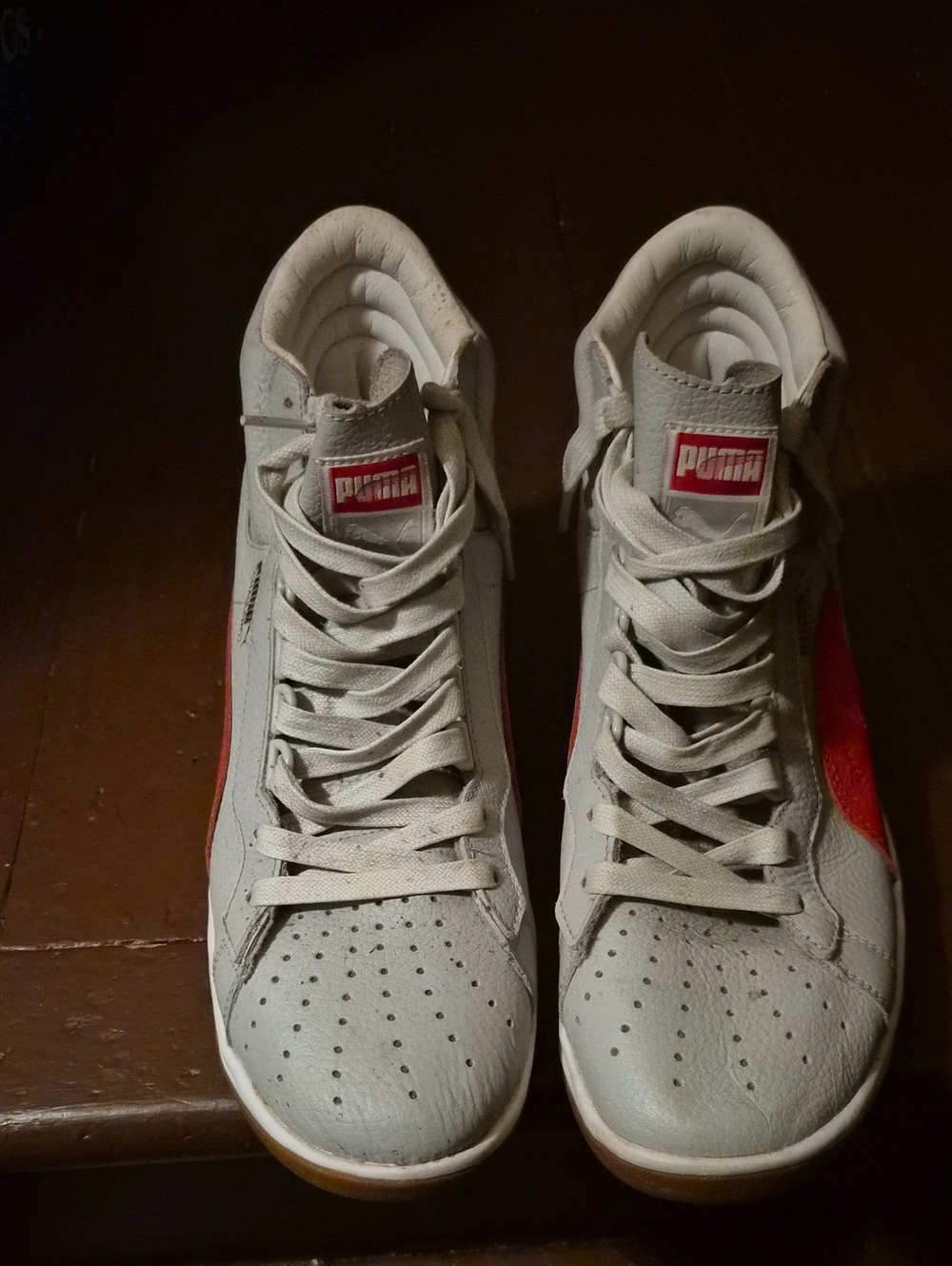 Puma Kids White Sneakers with Red Accent Formstrip